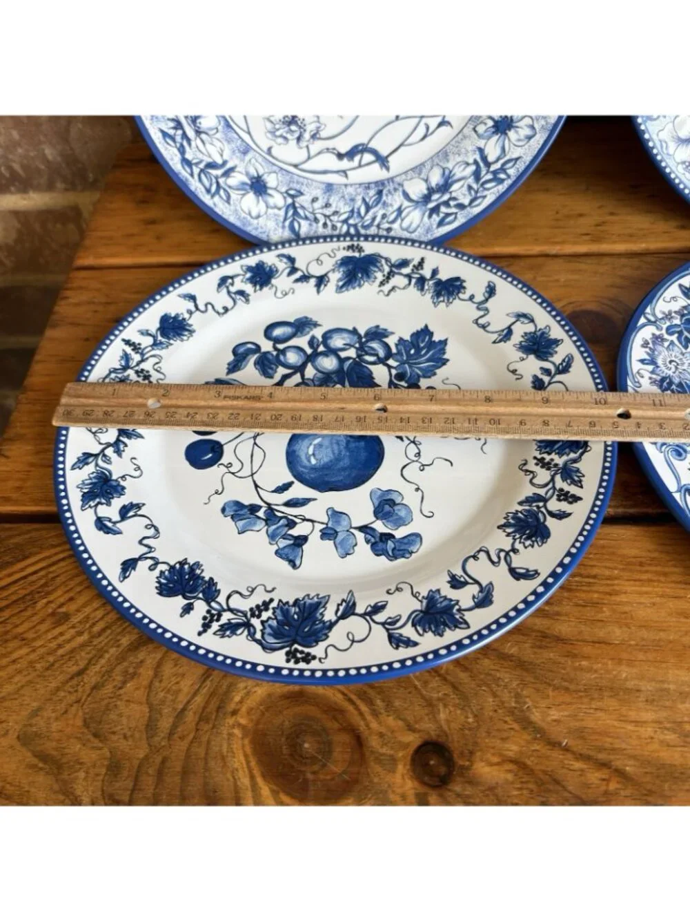 Indigo Blue Victorian Tin Plates, Set of 4, Restoration Hardware, Original Tin